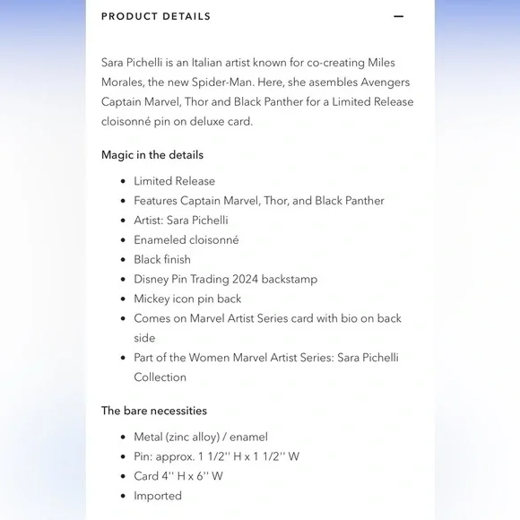 NWT Disney MARVEL  Pin~Thor, Captain Marvel, Black Panther - Picture 5 of 5